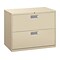 HON Brigade 600 Series 2-Drawer Lateral File Cabinet, Locking, Letter/Legal, Putty/Beige, 36W (H682