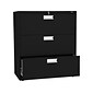 HON Brigade 600 Series 3-Drawer Lateral File Cabinet, Locking, Letter/Legal, Black, 36"W (H683.L.P)