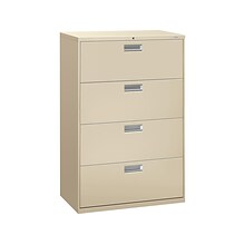 HON Brigade 600 Series 4-Drawer Lateral File Cabinet, Letter/Legal Size, Lockable, 53.25H x 36W x