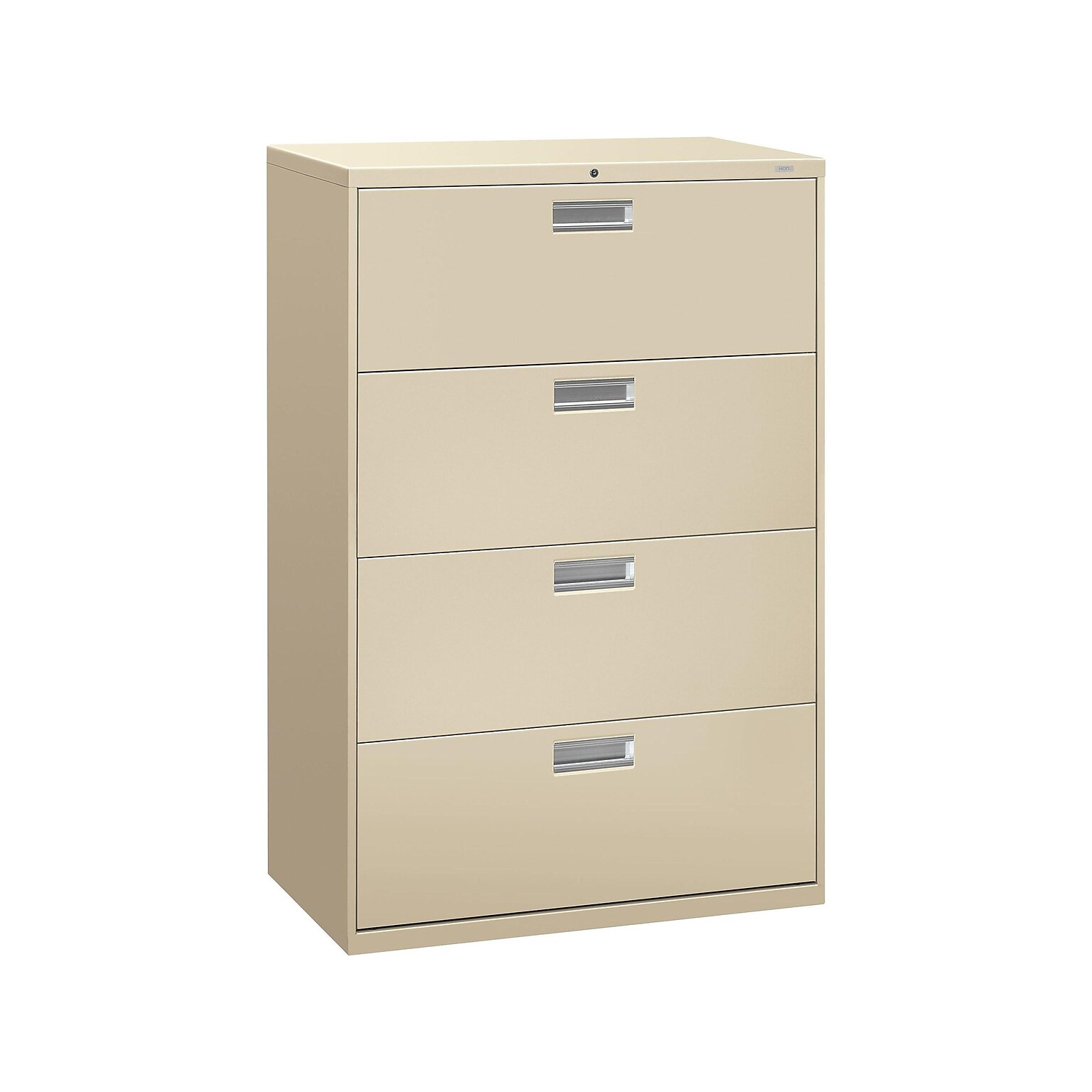 HON Brigade 600 Series 4-Drawer Lateral File Cabinet, Locking, Letter/Legal, Putty/Beige, 36W (HON684LL)