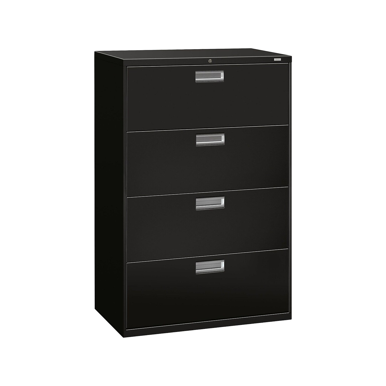 HON Brigade 600 Series 4 Drawer Lateral File Cabinet, Letter/Legal Size, Lockable, 52H x 36W x 18D, Black (HON684LP)