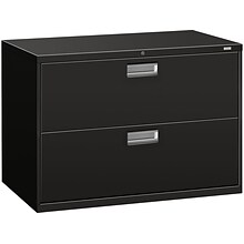 HON Brigade 600 Series 2-Drawer Lateral File Cabinet, Locking, Letter/Legal, Black, 42W (H692.L.P)