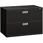 HON Brigade 600 Series 2-Drawer Lateral File Cabinet, Locking, Letter/Legal, Black, 42"W (H692.L.P)