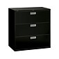 HON Brigade 600 Series 3-Drawer Lateral File Cabinet, Locking, Letter/Legal, Black, 42"W (H693.L.P)