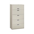 HON Brigade 600 Series 5-Drawer Lateral File Cabinet, Locking, Letter/Legal, Gray, 36W (H685.L.Q)