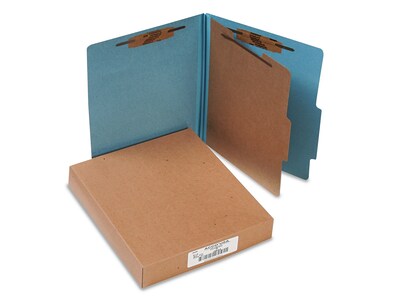 ACCO Pressboard 4-Part Classification Folders, Letter Size, Blue, 10/Box (A7015024)