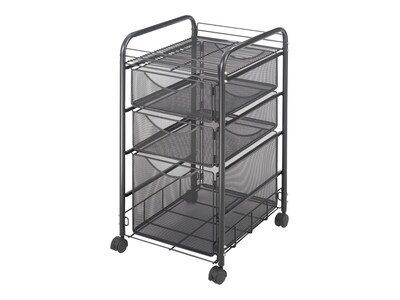 Safco Onyx Mesh Mobile File Cart with Lockable Wheels, Black (5213BL)