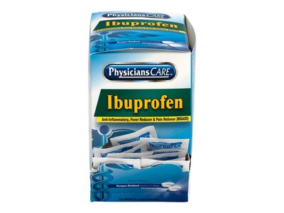 Physicians Care 200mg Ibuprofen Pain Reliever Tablet, 2/Packet, 125 Packets/Box (90109)