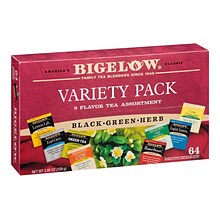 Bigelow Variety Pack Assorted Tea Bags, 64/Box (10568)