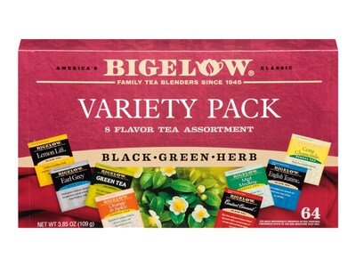 Bigelow Variety Pack Assorted Tea Bags, 64/Box (10568)