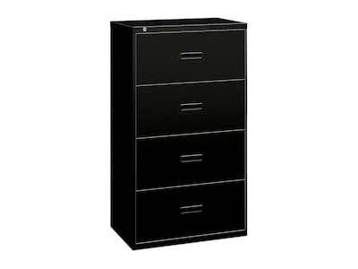 HON Lateral File, 4 Drawers, Molded Pull, 36W, Black Finish (BSX484LP)