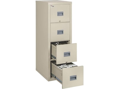 FireKing Patriot 4-Drawer Vertical File Cabinet, Fire Resistant, Letter, Parchment, 31.56"D  (4P1831-CPA)