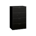 HON 500 Series 3-Drawer Lateral File Cabinet, Locking, Letter/Legal, Black, 36W (H584.L.P)