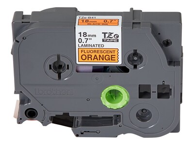 Brother P-touch TZe-B41 Laminated Label Maker Tape, 3/4" x 16-4/10', Black On Fluorescent Orange (TZe-B41)