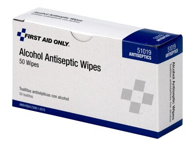 First Aid Only 2.25" x 1.13" Alcohol Cleansing Pads, 50/Box (51019)