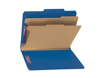 Smead Classification Folders with SafeSHIELD Fasteners, 2" Expansion, Letter Size, 2 Dividers, Dark Blue, 10/Box (14032)