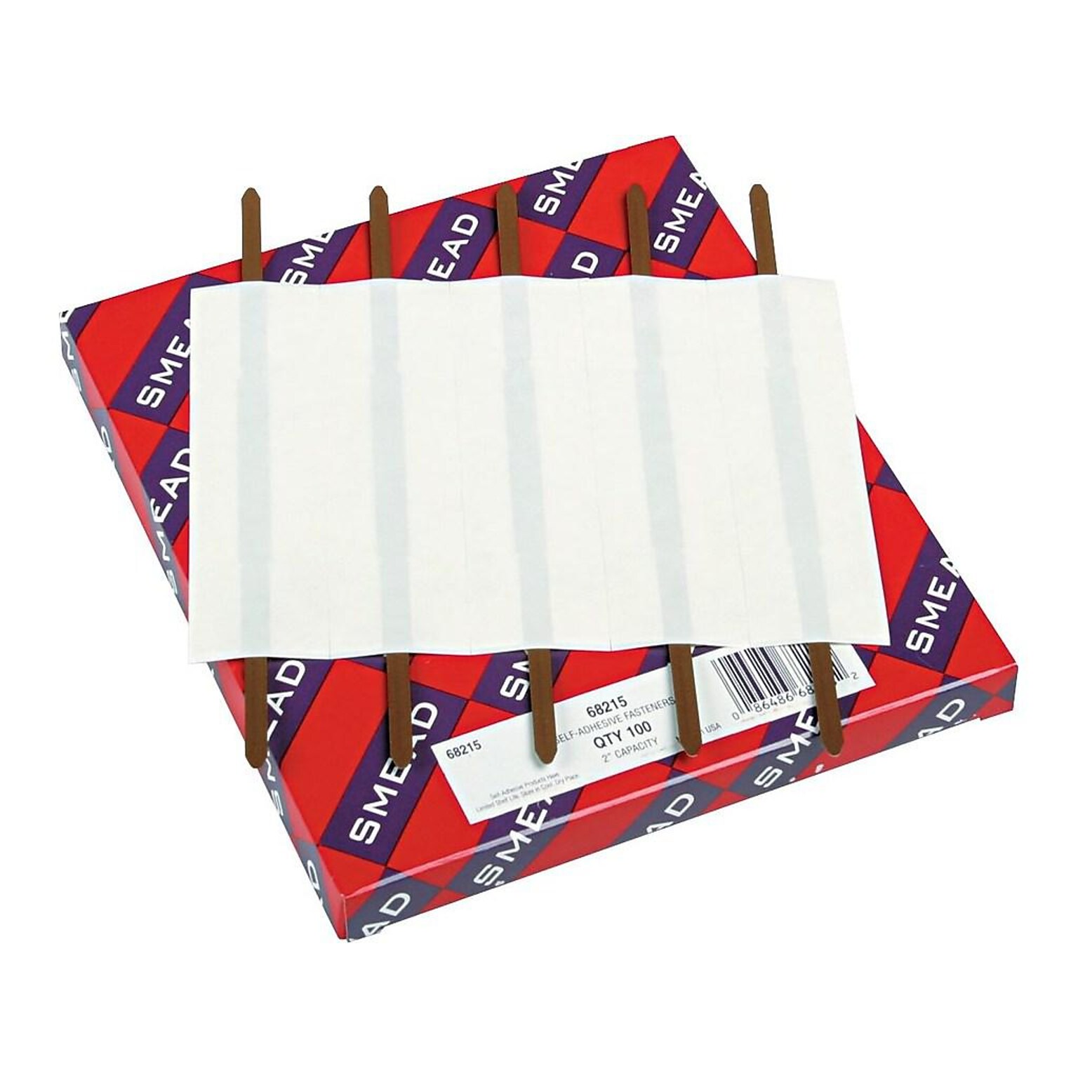 Smead Reinforced Folder Fasteners, Brown, 100/Box (68215)
