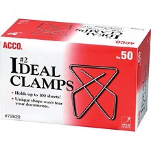 ACCO Ideal Butterfly Clamps, Small, Silver, 50/Box (A7072620)