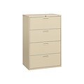HON 500 Series 3-Drawer Lateral File Cabinet, Locking, Letter/Legal, Putty/Beige, 36W (H584.L.L)