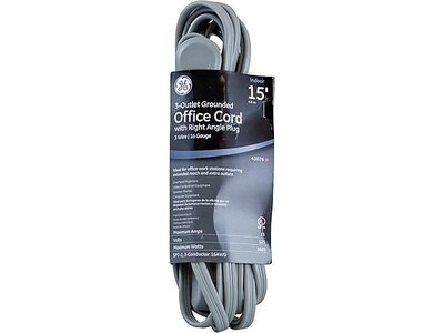 GE Office 3 Outlet Power Strip, Gray (43018)