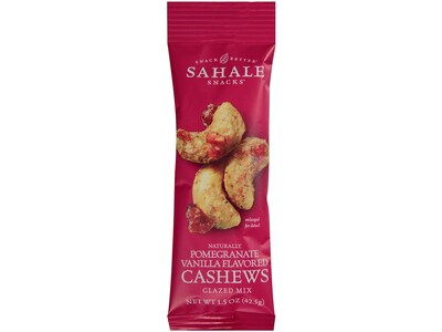 Sahale Snacks Glazed Mix Pomegranate Vanilla Cashews, 1.5 oz., 18 Bags/Pack (SMU00328)