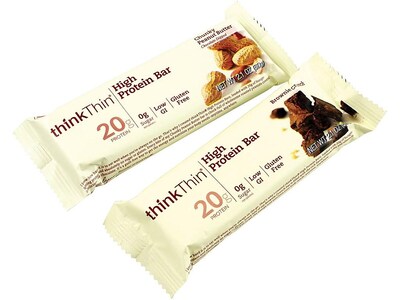 thinkThin Gluten Free Protein Bar Variety Pack, 2.1 oz., 15 Bars/Box (220-00555)