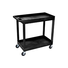 Luxor 2-Shelf Mixed Materials Mobile Utility Cart with Lockable Wheels, Black (EC11-B)