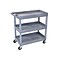 Luxor 3-Shelf Mixed Materials Mobile Utility Cart with Lockable Wheels, Gray (EC111-G)
