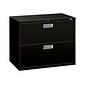HON Brigade 600 Series 2-Drawer Lateral File Cabinet, Letter/Legal Size, Lockable, 28.38"H x 36"W x 19.25"D, Black (HON682LP)