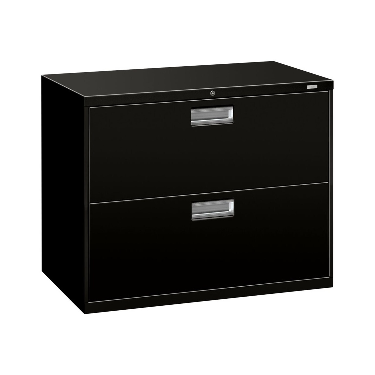 HON Brigade 600 Series 2-Drawer Lateral File Cabinet, Letter/Legal Size, Lockable, 28.38H x 36W x 19.25D, Black (HON682LP)