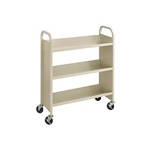 Safco 3-Shelf Metal Mobile Book Cart with Steel Swivel Wheels, Sand (5358SA)