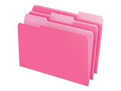 Pendaflex Two-Tone File Folders, 3-Tab, Legal Size, Pink, 100/Box (PFX 153 1/3 PIN)