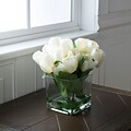 Pure Garden Tulip Floral Arrangement with Glass Vase - Cream