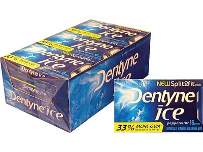 Dentyne Ice Sugar Free Gum, Peppermint, 16 Pieces/Pack, 9 Packs/Box (31254)