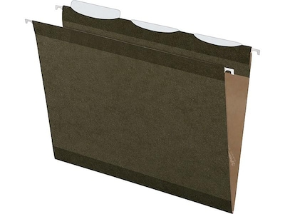 Pendaflex Ready-Tab Reinforced Hanging File Folders, 3-Tab, Letter Size, Standard Green, 25/Box (PFX