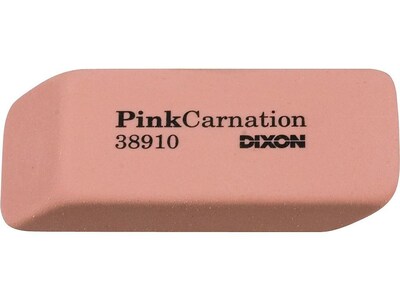 Dixon Pink Carnation Large Erasers, Pink, Dozen (38910)