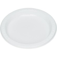 Table Mate Plastic Plates, White, 125/Pack (TBL-7644)