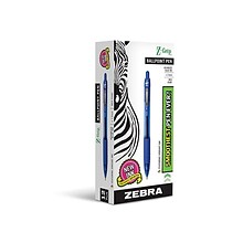Zebra Z-Grip Retractable Ballpoint Pen, Medium Point, 1.0mm, Blue Ink, Dozen (22220)