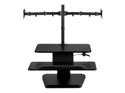 Mount-It! 24W Manual Adjustable Standing Desk Converter with Dual Monitor Mount, Black (MI-7914)