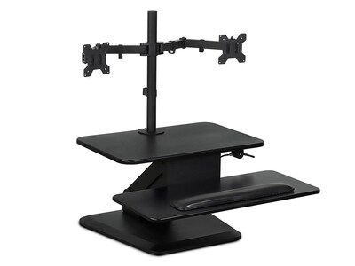 Mount-It! 24W Manual Adjustable Standing Desk Converter with Dual Monitor Mount, Black (MI-7914)