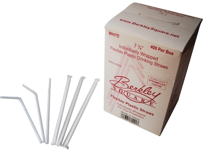 Berkley Square Polypropylene Straws 7.75, White, 400/Box (1245100)
