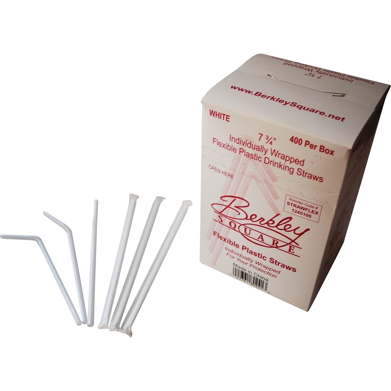 Berkley Square Polypropylene Straws 7.75, White, 400/Box (1245100)