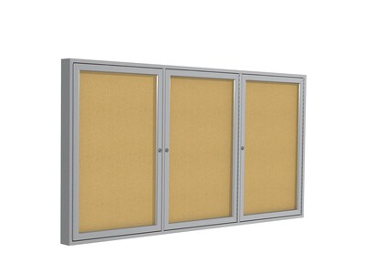 Ghent Cork Enclosed Bulletin Board, Satin Frame, 3H x 6W (PA33672K)