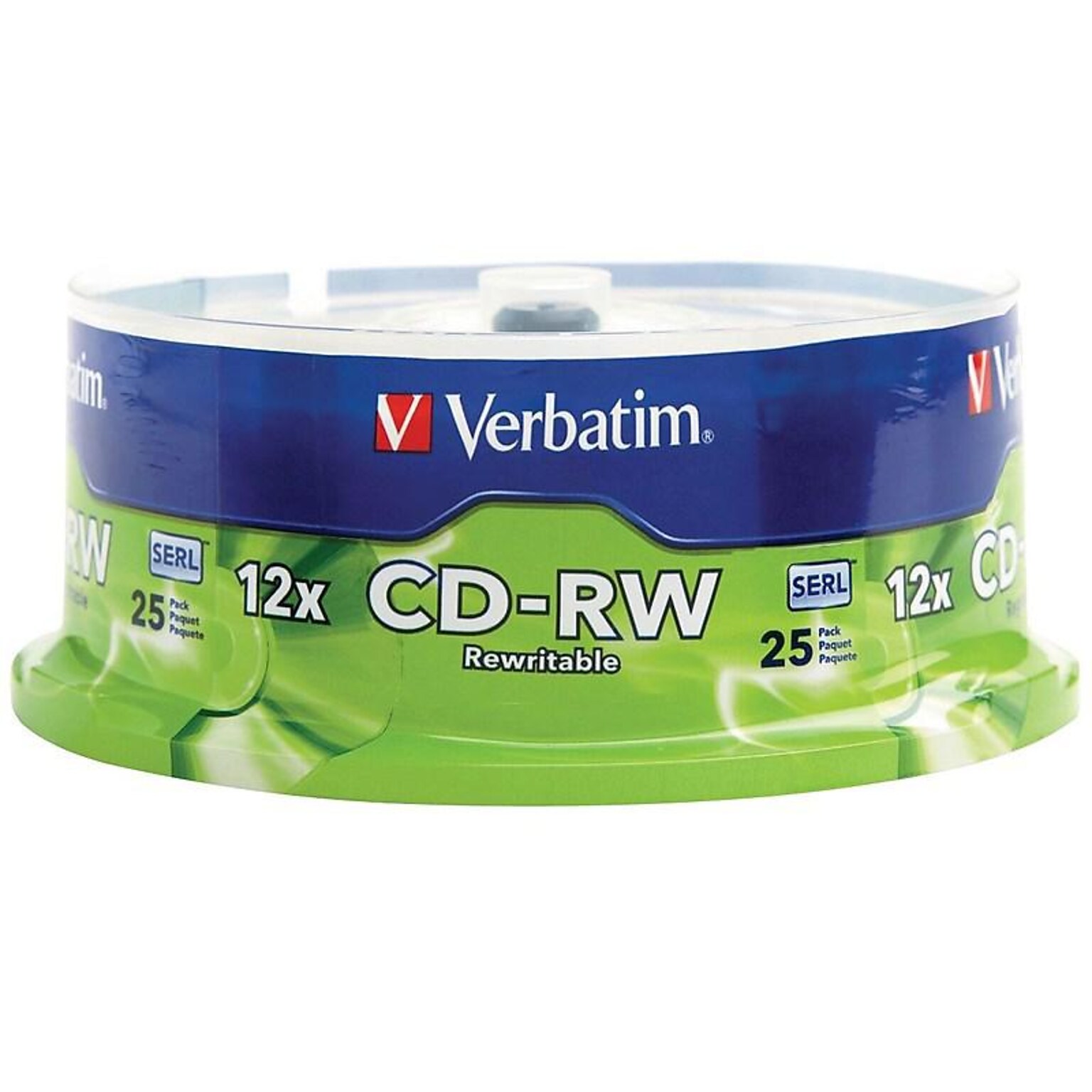 Verbatim CD-RW 700MB 4X-12X High Speed with Branded Surface, 25/Pack Spindle (95155)