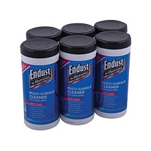 Endust Screen Cleaner Wipes, 70/Container, 6 Containers/Pack (11506-6PK)