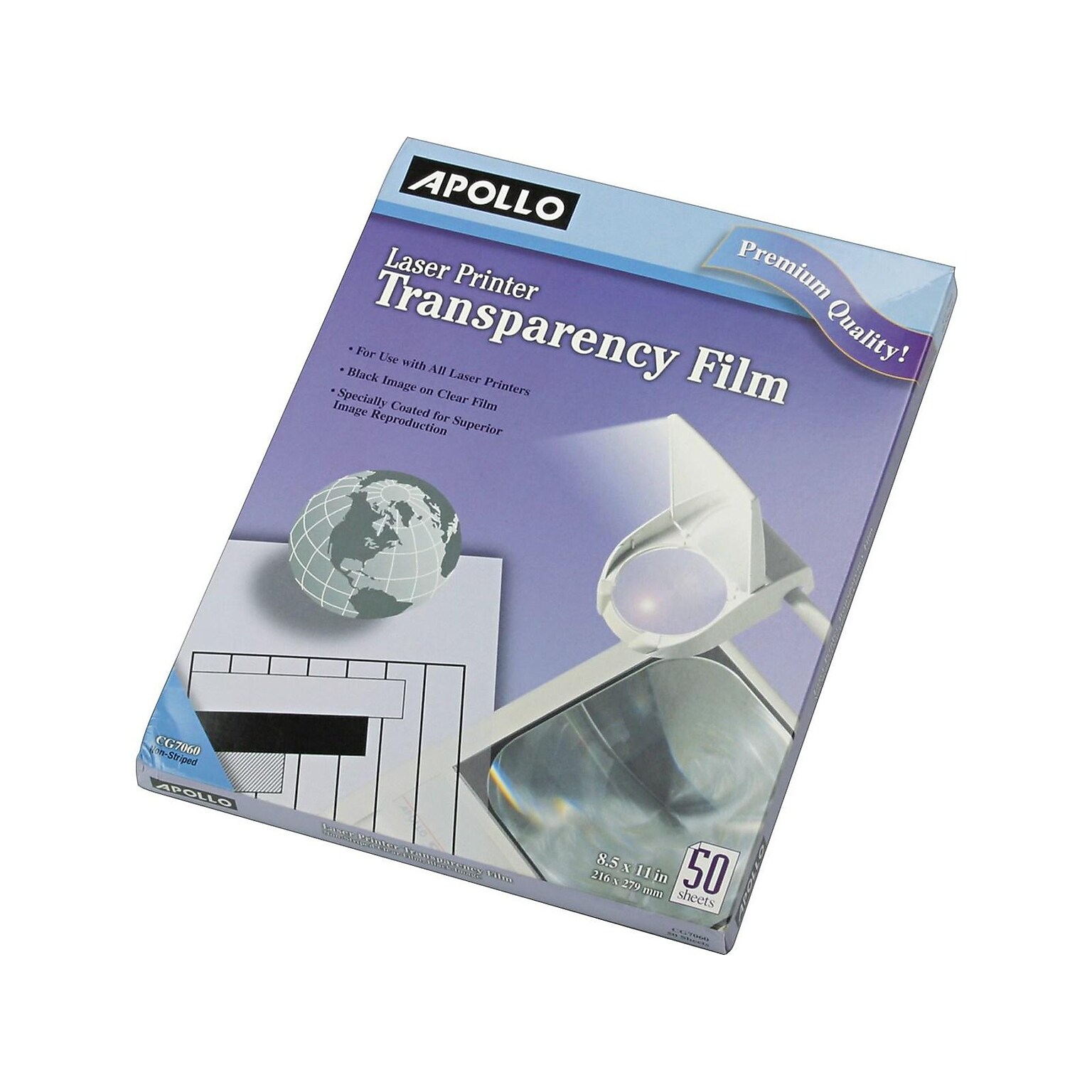 Apollo Laser Printer Transparency Film, 8.5 x 11, 50/Pack (CG7060)