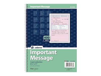 Adams Phone Message Pad, 5.5 x 3.8, Ruled, Pink, 100 Sheets/Pad (SC1187D)