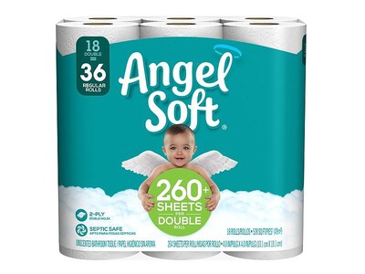 Angel Soft 2-Ply Standard Toilet Paper, White, 264 Sheets/Roll, 18 Rolls/Pack (775975)