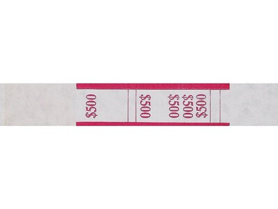 Pap-R Products Currency Straps, White with Red Print 1000/Pack (400500)