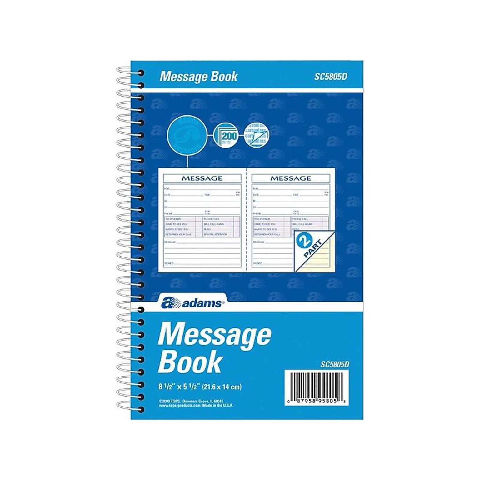 Adams Phone Message Pad, 5.5 x 8.5, Ruled, White, 100 Sheets/Pad (SC5805D)